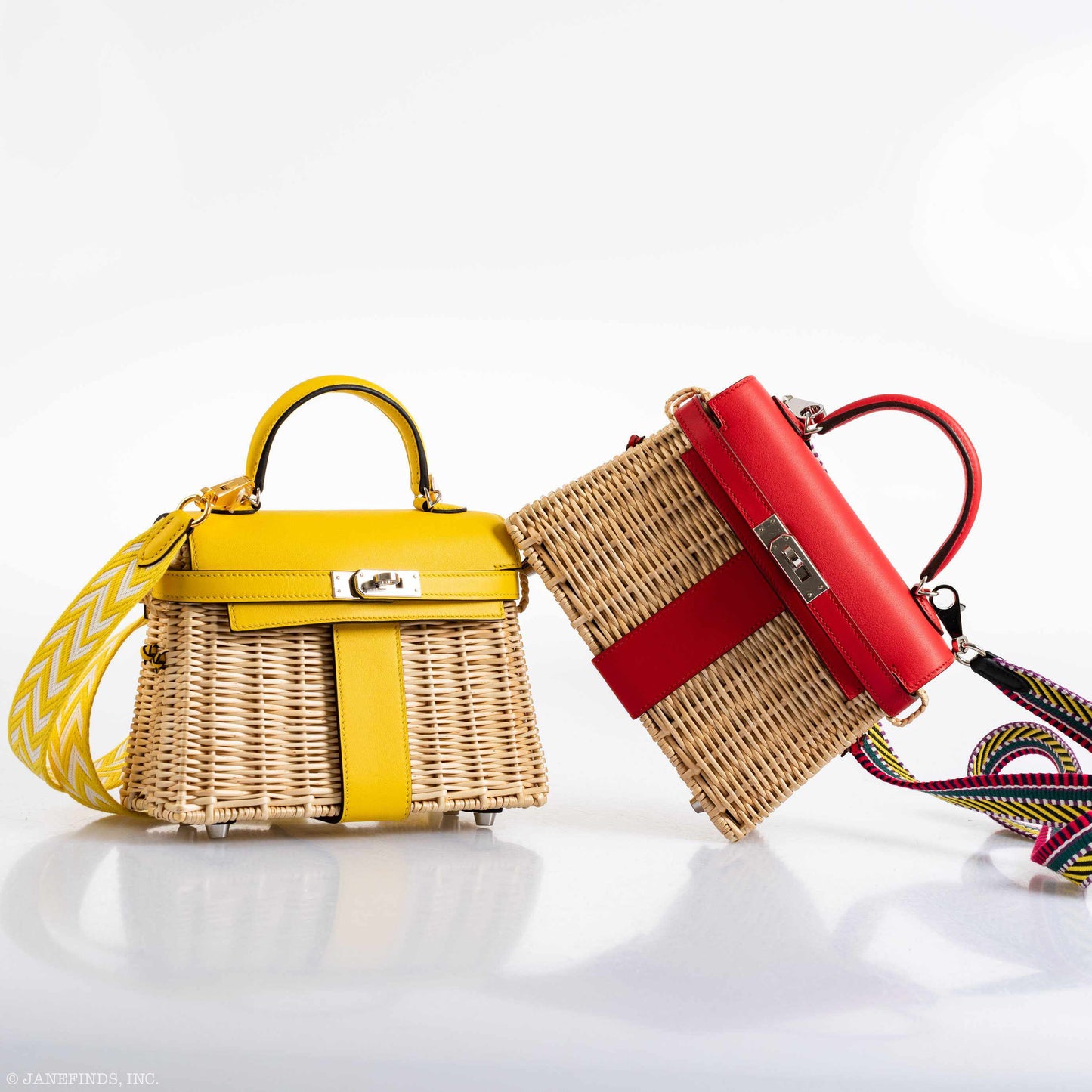 Hermes Kelly 20 Mini Picnic Jaune de Naples Swift & Osier Wicker Palladium Hardware 2019 D