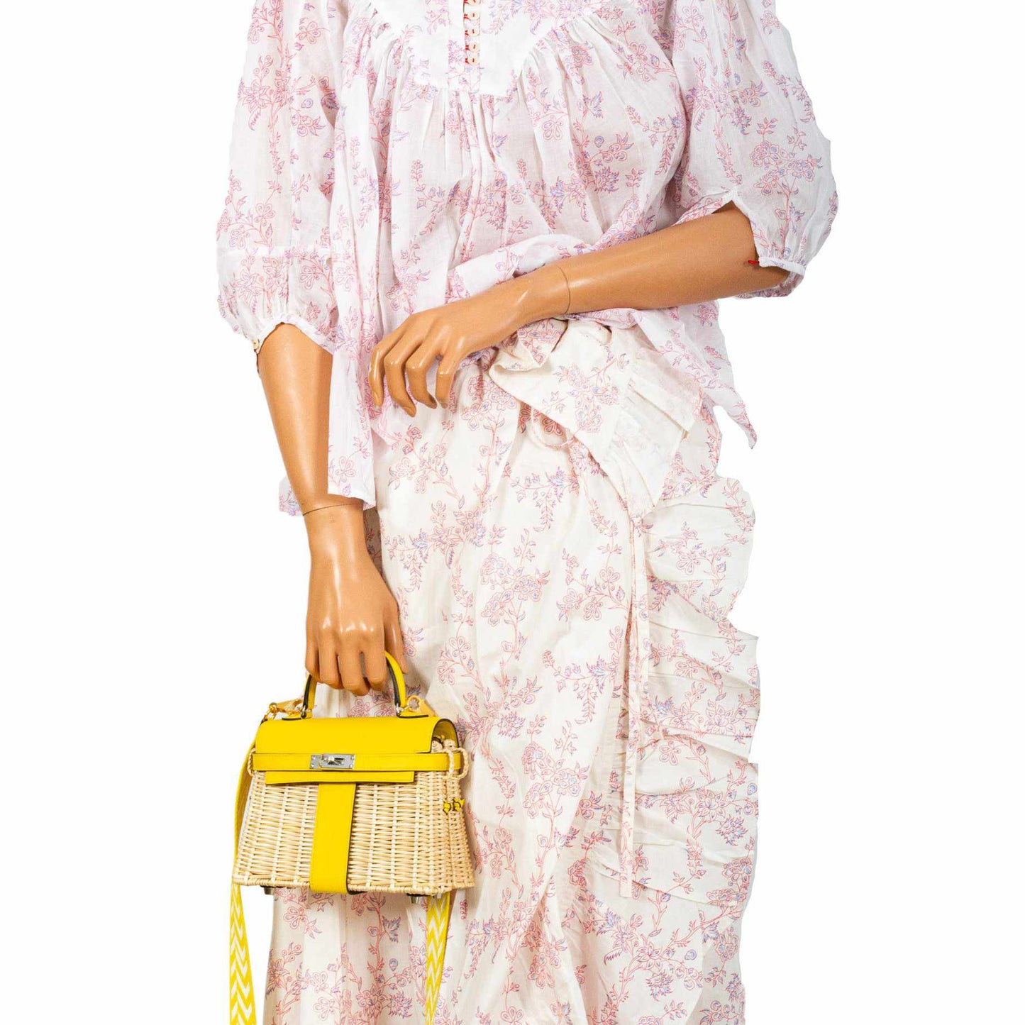 Hermes Kelly 20 Mini Picnic Jaune de Naples Swift & Osier Wicker Palladium Hardware 2019 D