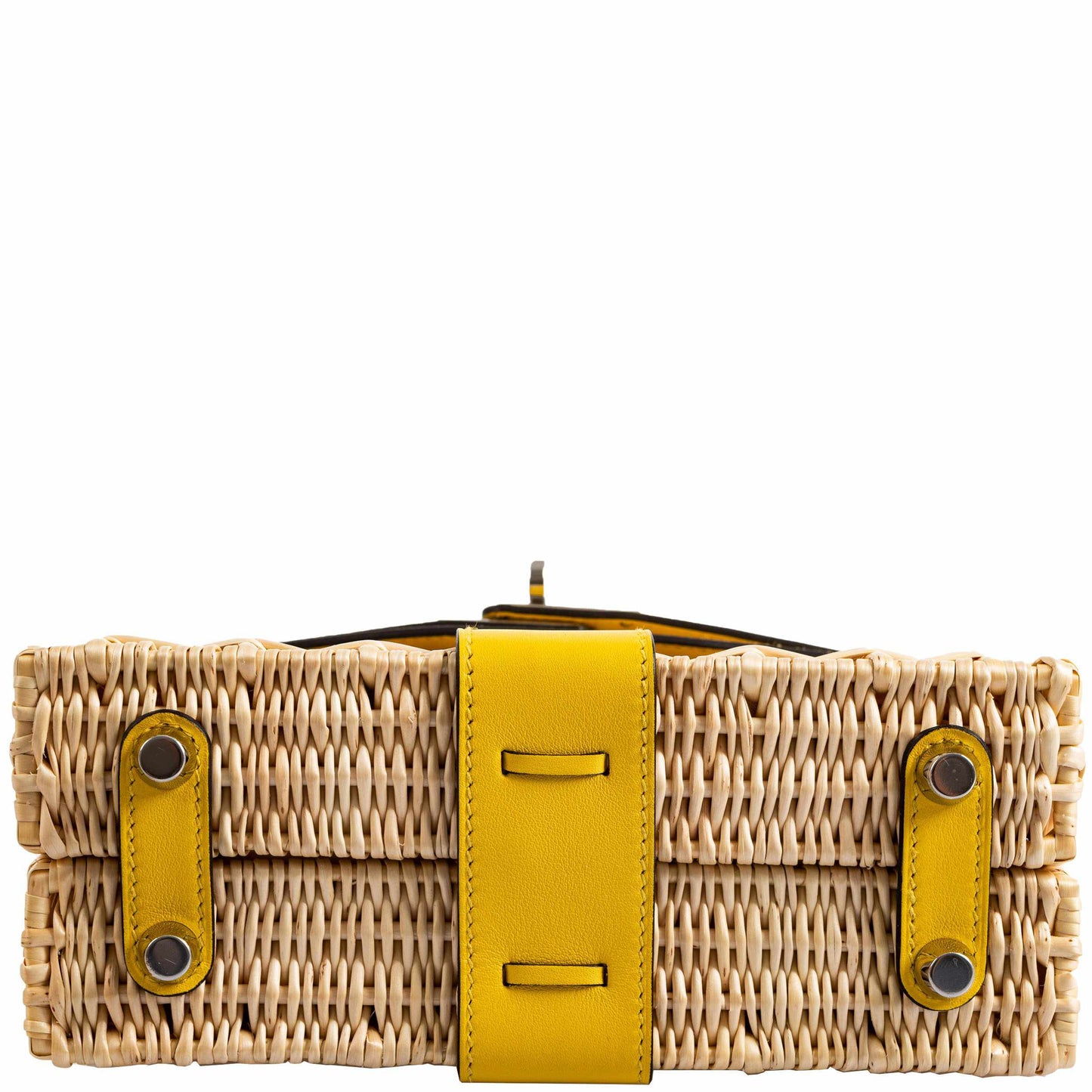 Hermes Kelly 20 Mini Picnic Jaune de Naples Swift & Osier Wicker Palladium Hardware 2019 D