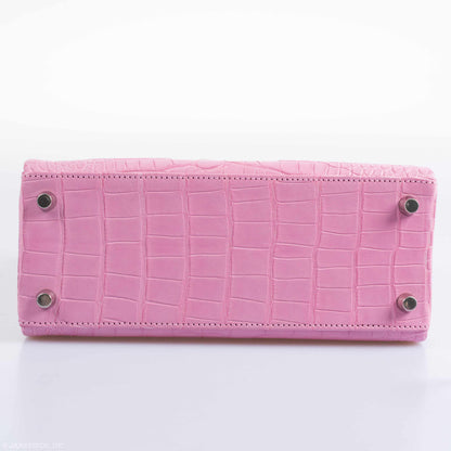 Hermes Kelly 25 Retourne 5P Bubblegum Pink Matte Alligator Palladium Hardware