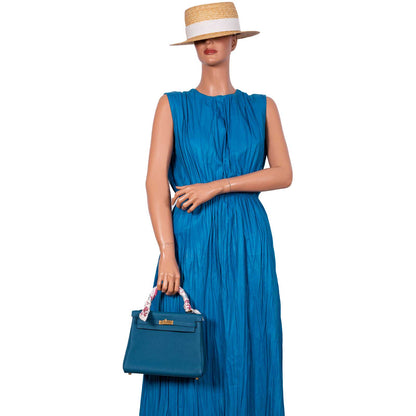 Hermes Kelly 25 Retourne Blue Colvert Togo Gold Hardware
