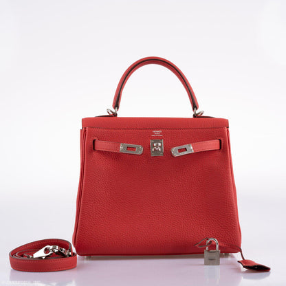 Hermes Kelly 25 Retourne Rouge Pivoine Togo