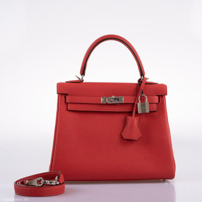 Hermes Kelly 25 Retourne Rouge Pivoine Togo