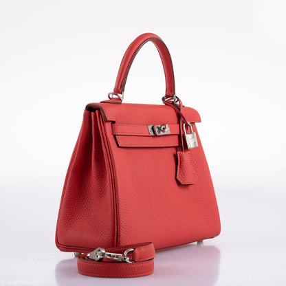 Hermes Kelly 25 Retourne Rouge Pivoine Togo