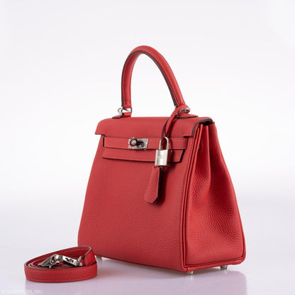 Hermes Kelly 25 Retourne Rouge Pivoine Togo