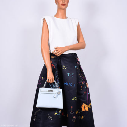 Hermes Kelly 25 Sellier Blue Brume Epsom