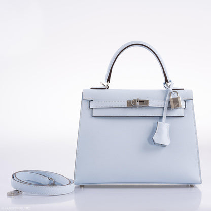 Hermes Kelly 25 Sellier Blue Brume Epsom
