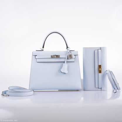 Hermes Kelly 25 Sellier Blue Brume Epsom