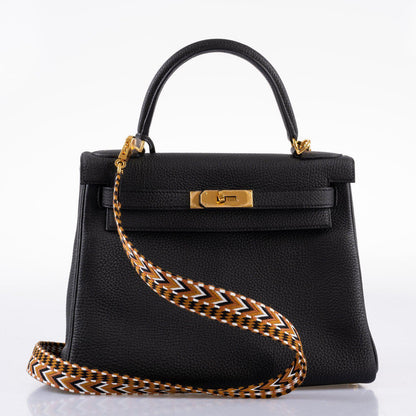 Hermes Kelly 28 Retourne Black Togo