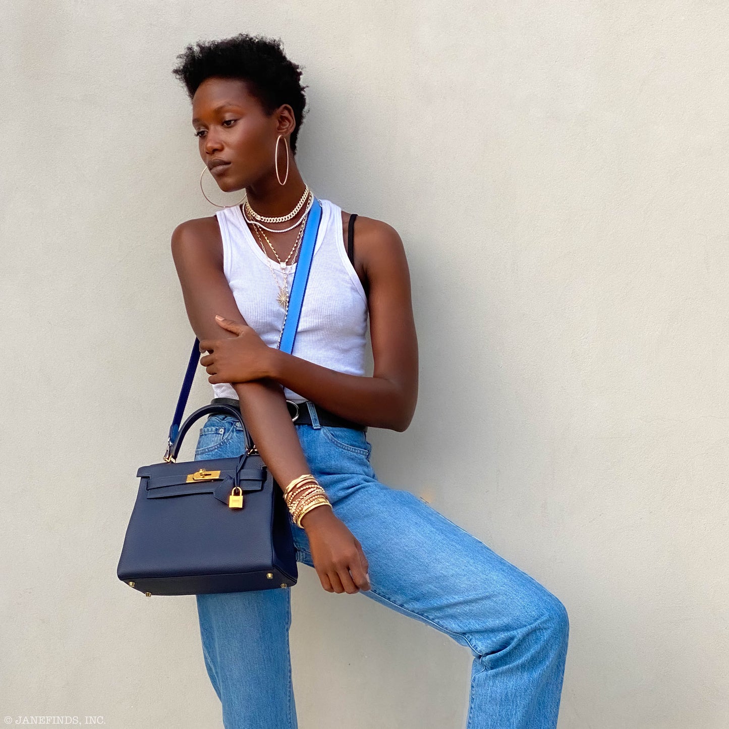Hermes Kelly 25 Sellier Bleu Brume Epsom