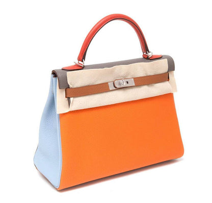 Hermes Kelly 32 Arlequin Limited Edition Multi Color Clemence Leather Palladium Hardware