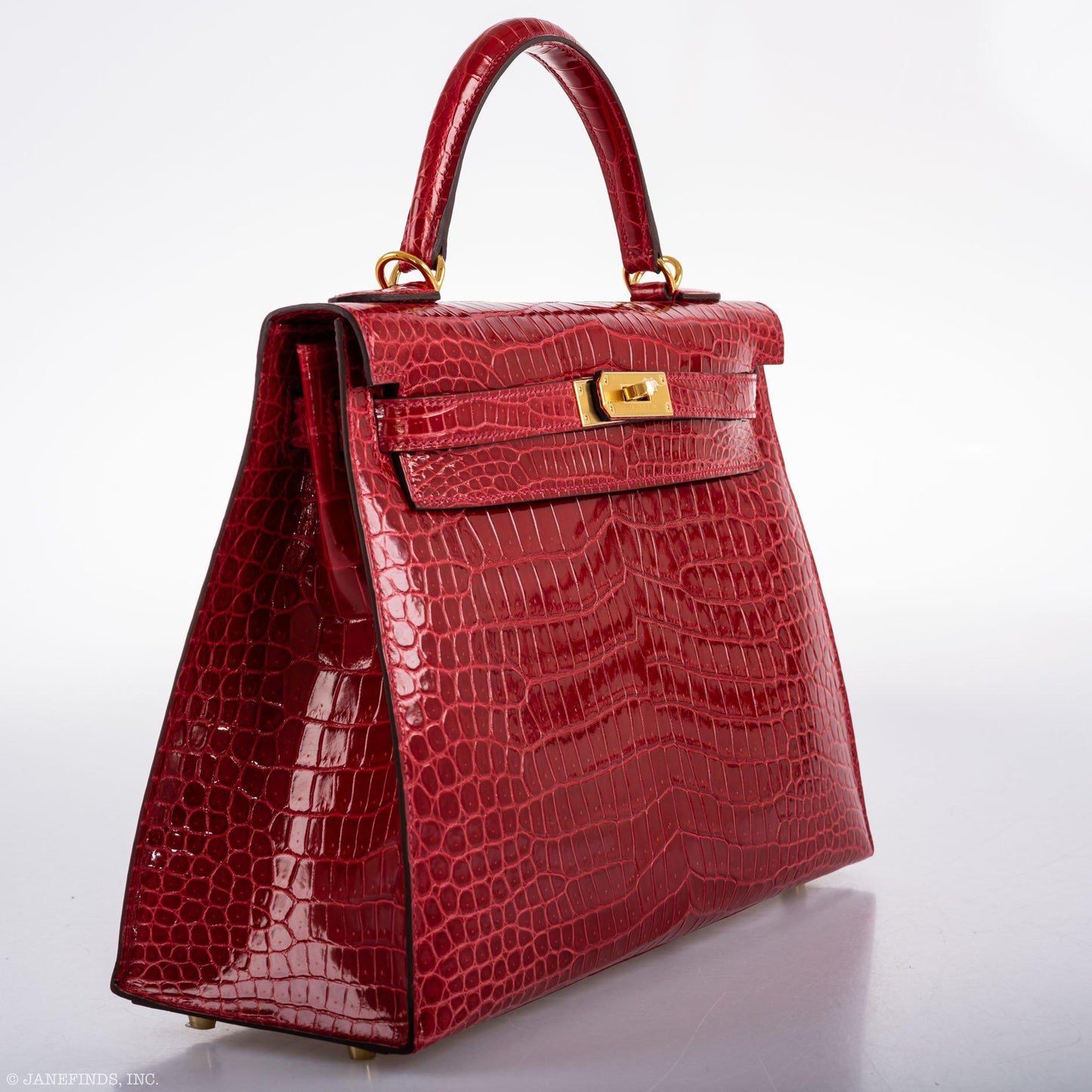 Hermes Kelly 32 Sellier Braise Porosus Crocodile