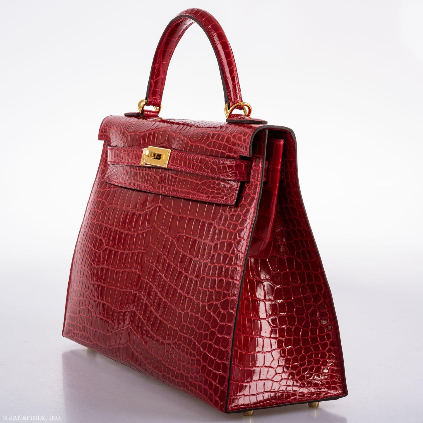 Hermes Kelly 32 Sellier Braise Porosus Crocodile