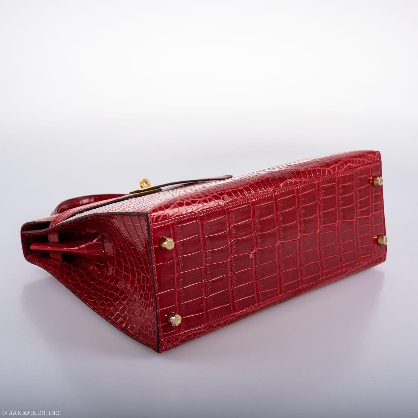 Hermes Kelly 32 Sellier Braise Porosus Crocodile