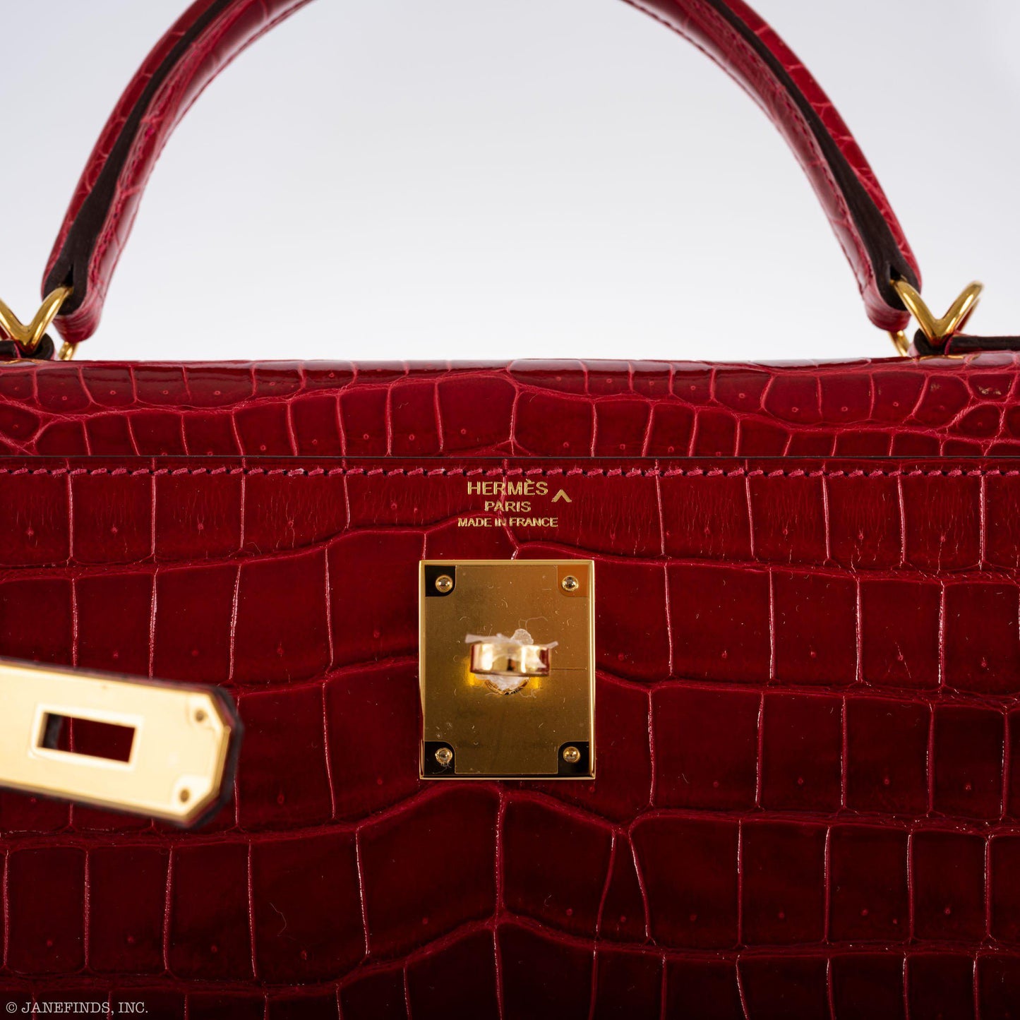 Hermes Kelly 32 Sellier Braise Porosus Crocodile