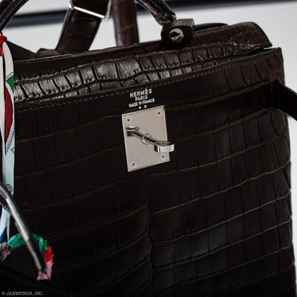 Hermes Kelly Ado 27 Matte Havane Nilo Crocodile