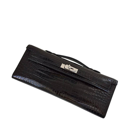 Hermes Kelly Cut Crocodile Black