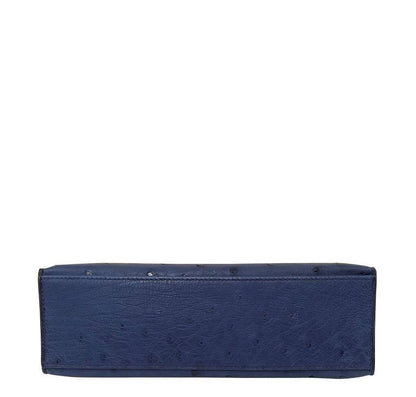 Hermes Kelly Pochette Mini Sapphire Blue Ostrich Palladium Hardware