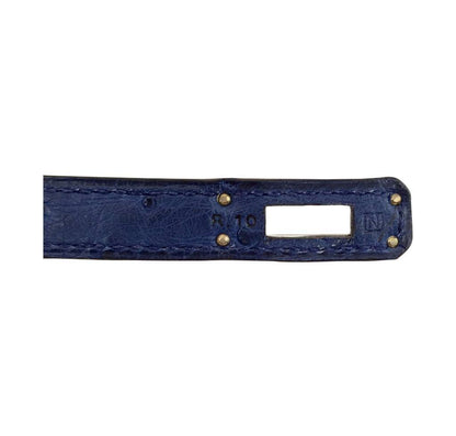 Hermes Kelly Pochette Mini Sapphire Blue Ostrich Palladium Hardware
