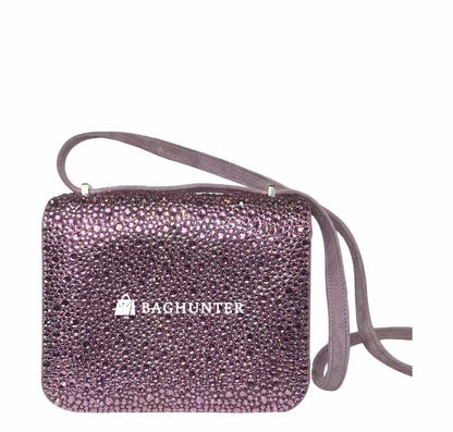 Hermes Constance Mini 18 Lilas Swarovski Crystal Suede Palladium Hardware