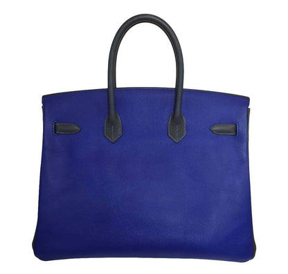 Hermes Birkin 35 HSS Blue Electric White Graphite Epsom Leather Brushed Gold Hardware