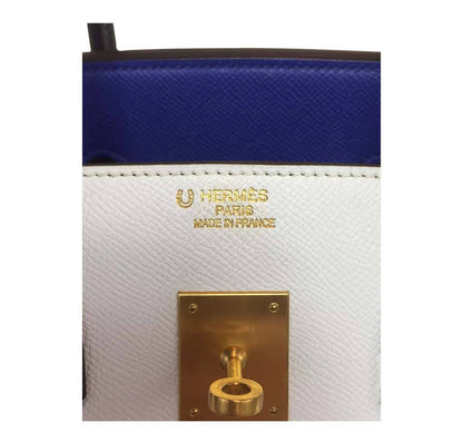 Hermes Birkin 35 HSS Blue Electric White Graphite Epsom Leather Brushed Gold Hardware