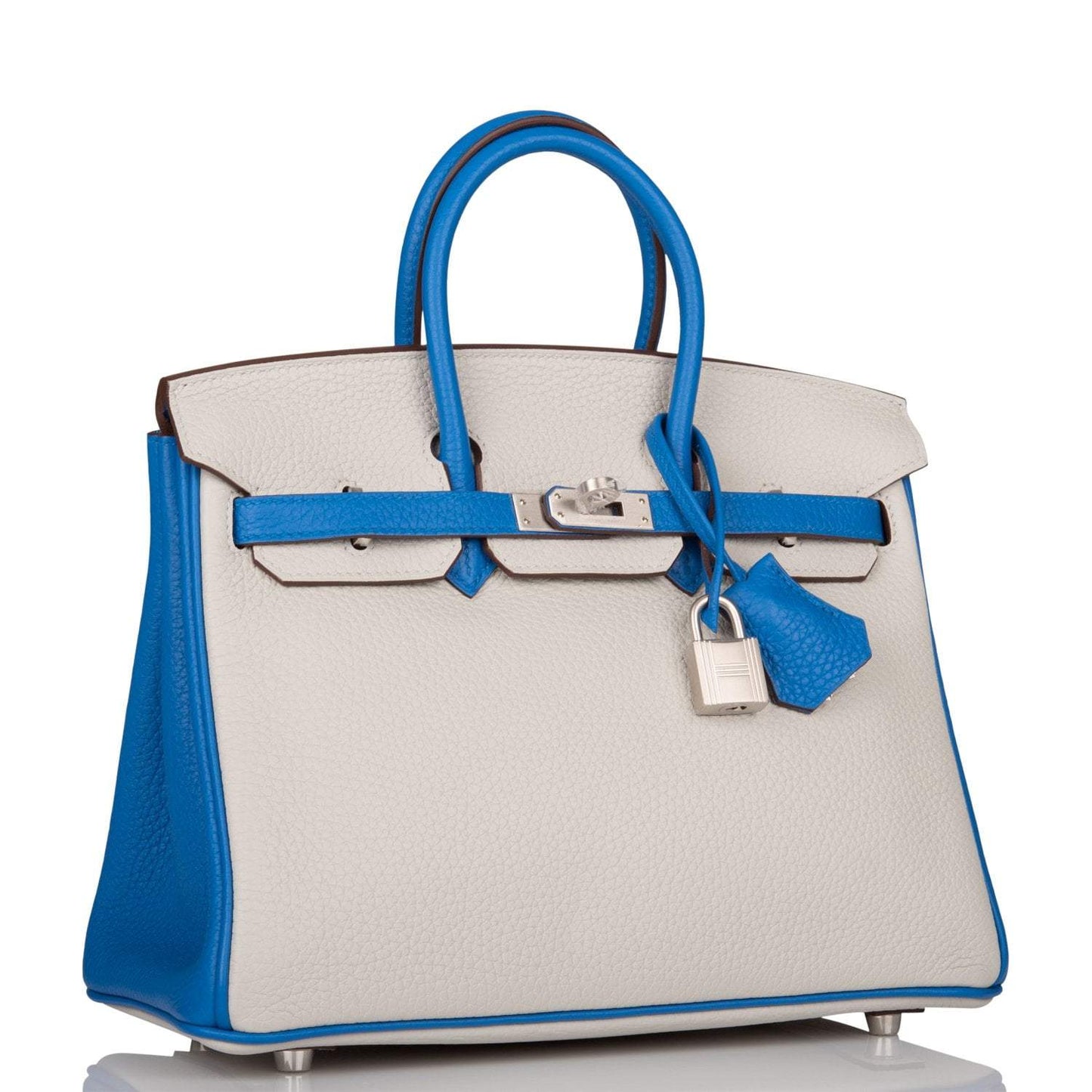 Hermes Birkin 25 Gris Mouette Mykonos Clemence Brushed Palladium Hardware