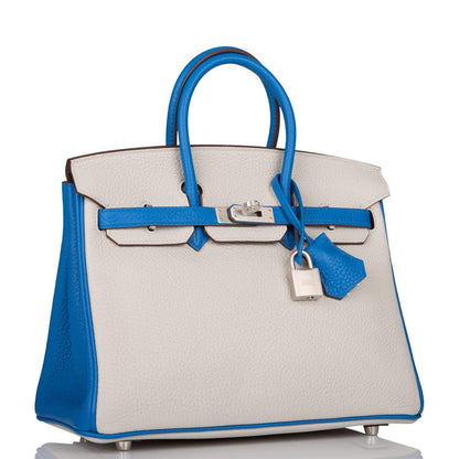 Hermes Birkin 25 Gris Mouette Mykonos Clemence Brushed Palladium Hardware