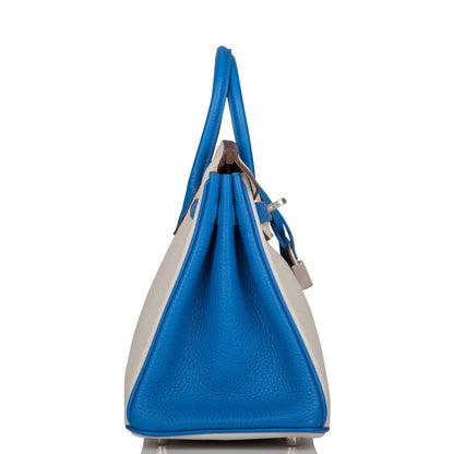 Hermes Birkin 25 Gris Mouette Mykonos Clemence Brushed Palladium Hardware