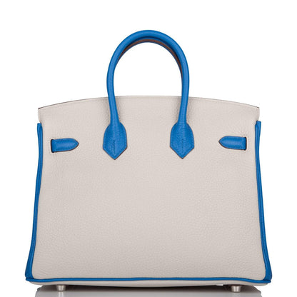 Hermes Birkin 25 Gris Mouette Mykonos Clemence Brushed Palladium Hardware