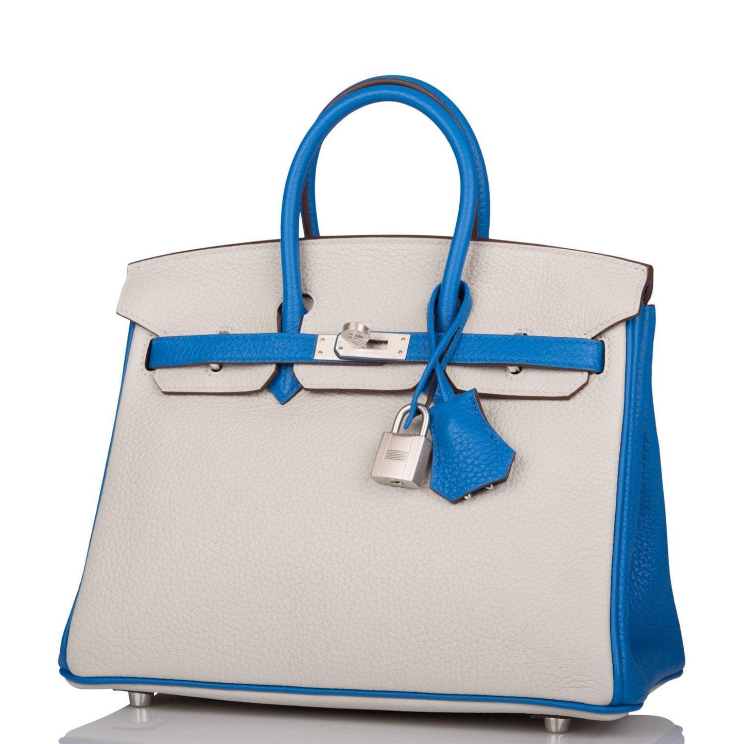 Hermes Birkin 25 Gris Mouette Mykonos Clemence Brushed Palladium Hardware
