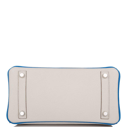 Hermes Birkin 25 Gris Mouette Mykonos Clemence Brushed Palladium Hardware