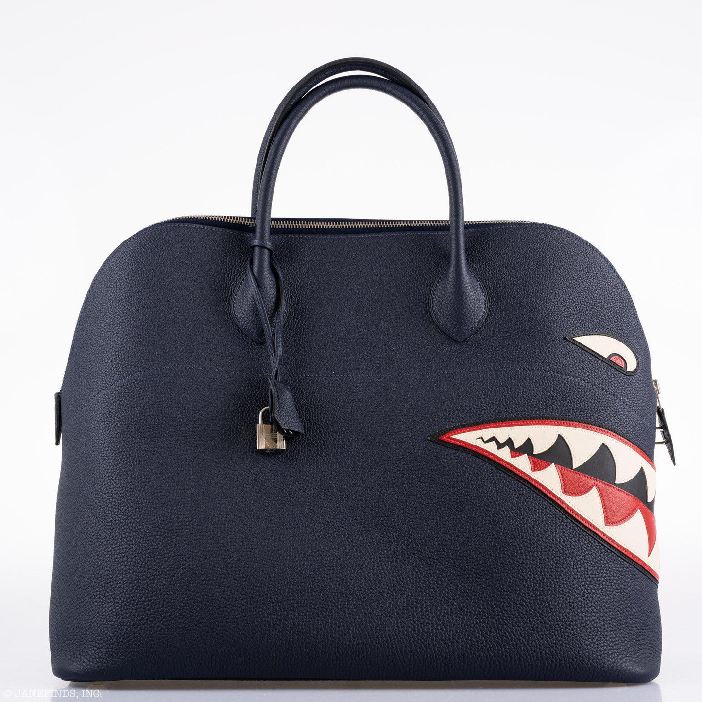 Hermes Bolide 40 Shark Indigo Blue Togo Bag Palladium Hardware
