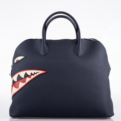 Hermes Bolide 40 Shark Indigo Blue Togo Bag Palladium Hardware