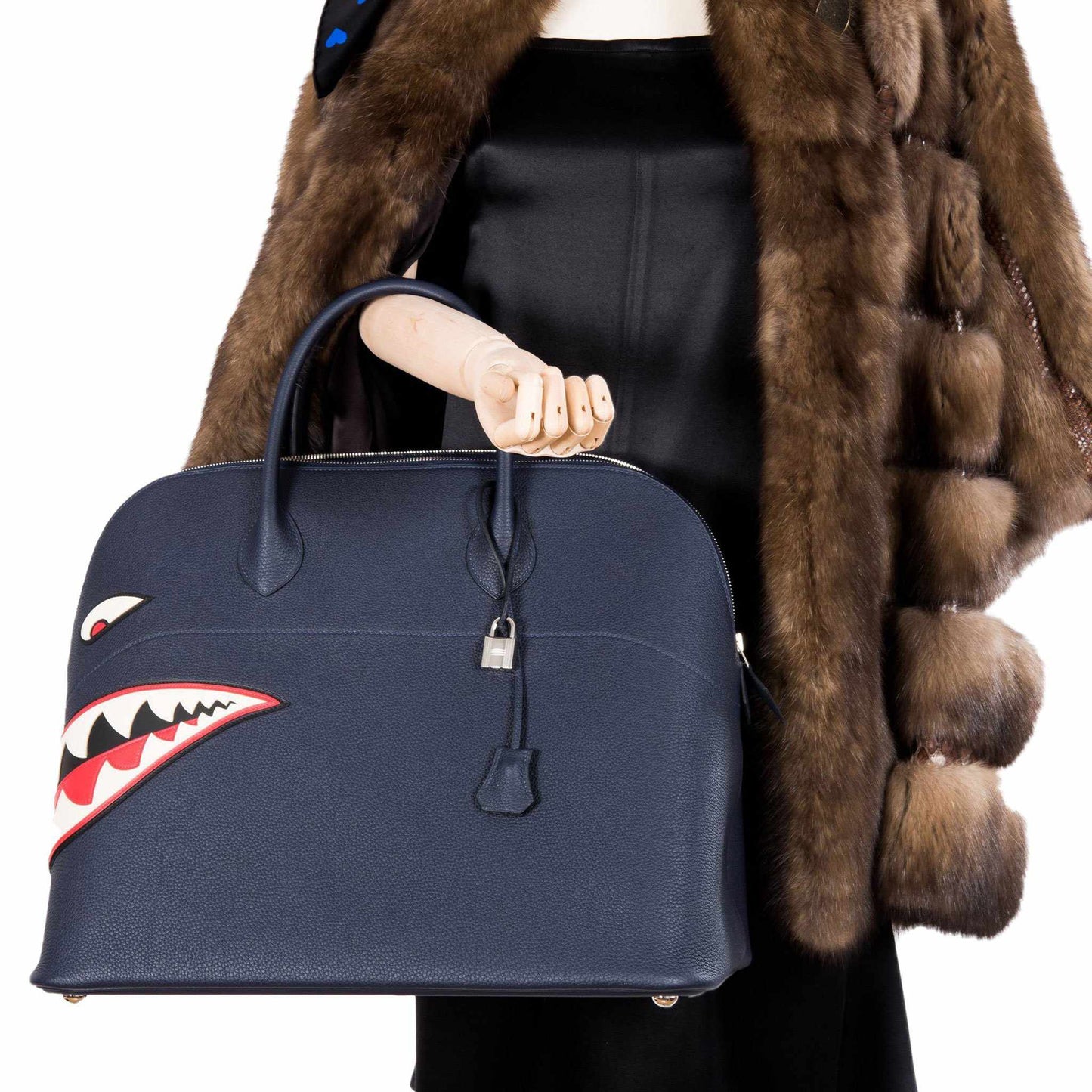 Hermes Bolide 40 Shark Indigo Blue Togo Bag Palladium Hardware