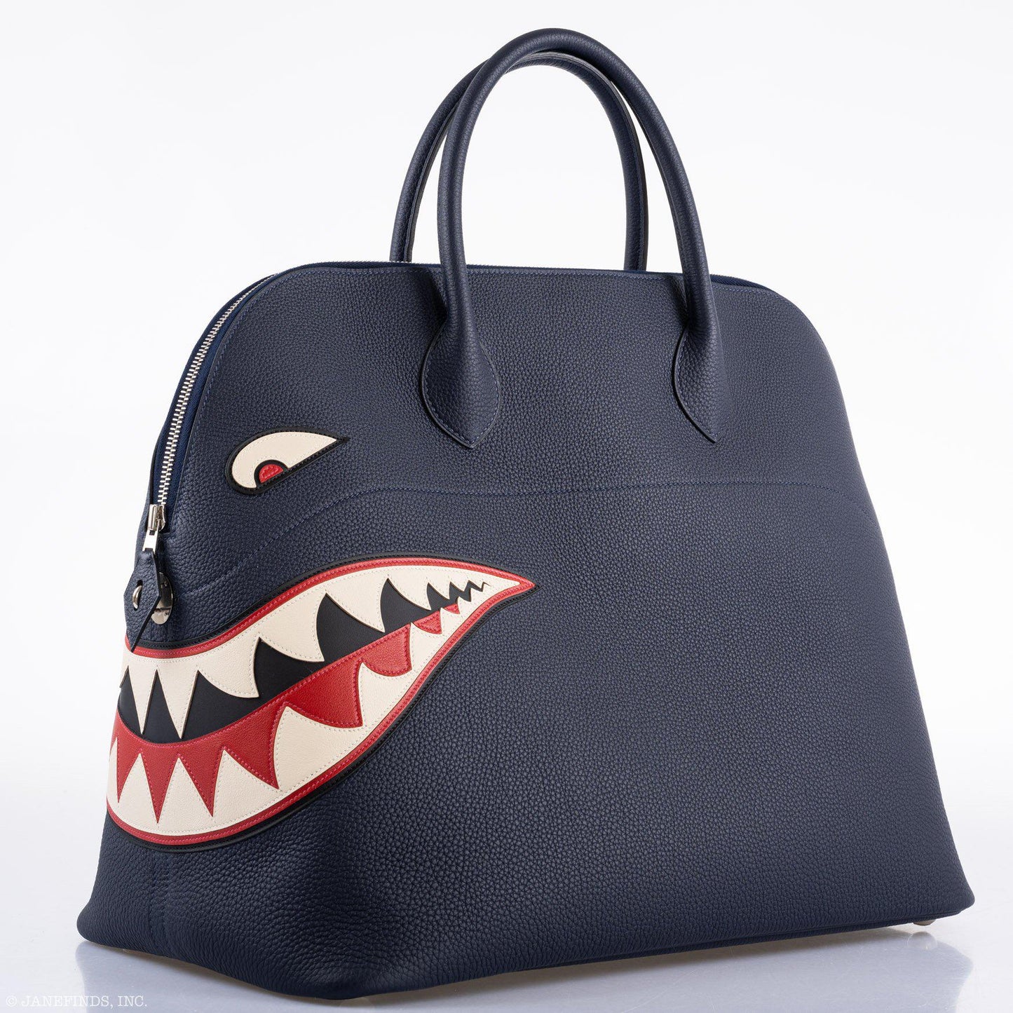 Hermes Bolide 40 Shark Indigo Blue Togo Bag Palladium Hardware