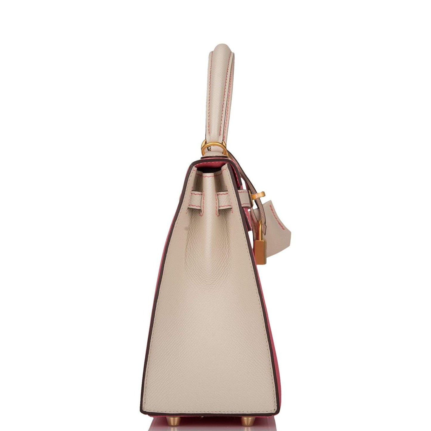 Hermes Kelly 25 Bi-Color Rose Azalee Craie