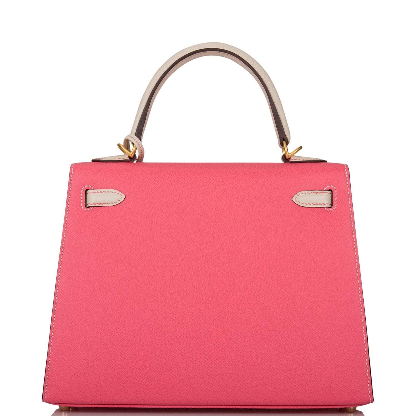 Hermes Kelly 25 Bi-Color Rose Azalee Craie