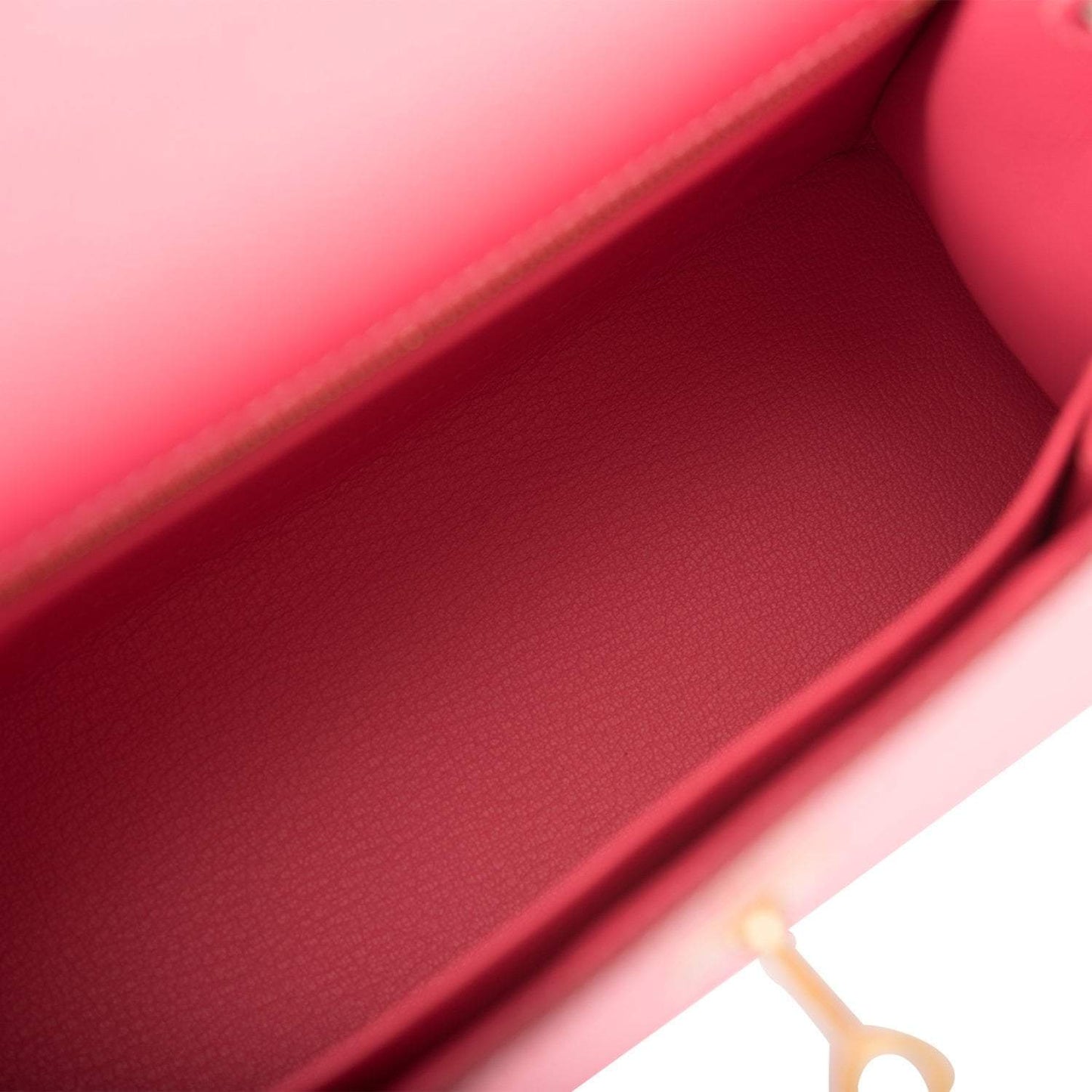 Hermes Kelly 25 Bi-Color Rose Azalee Craie
