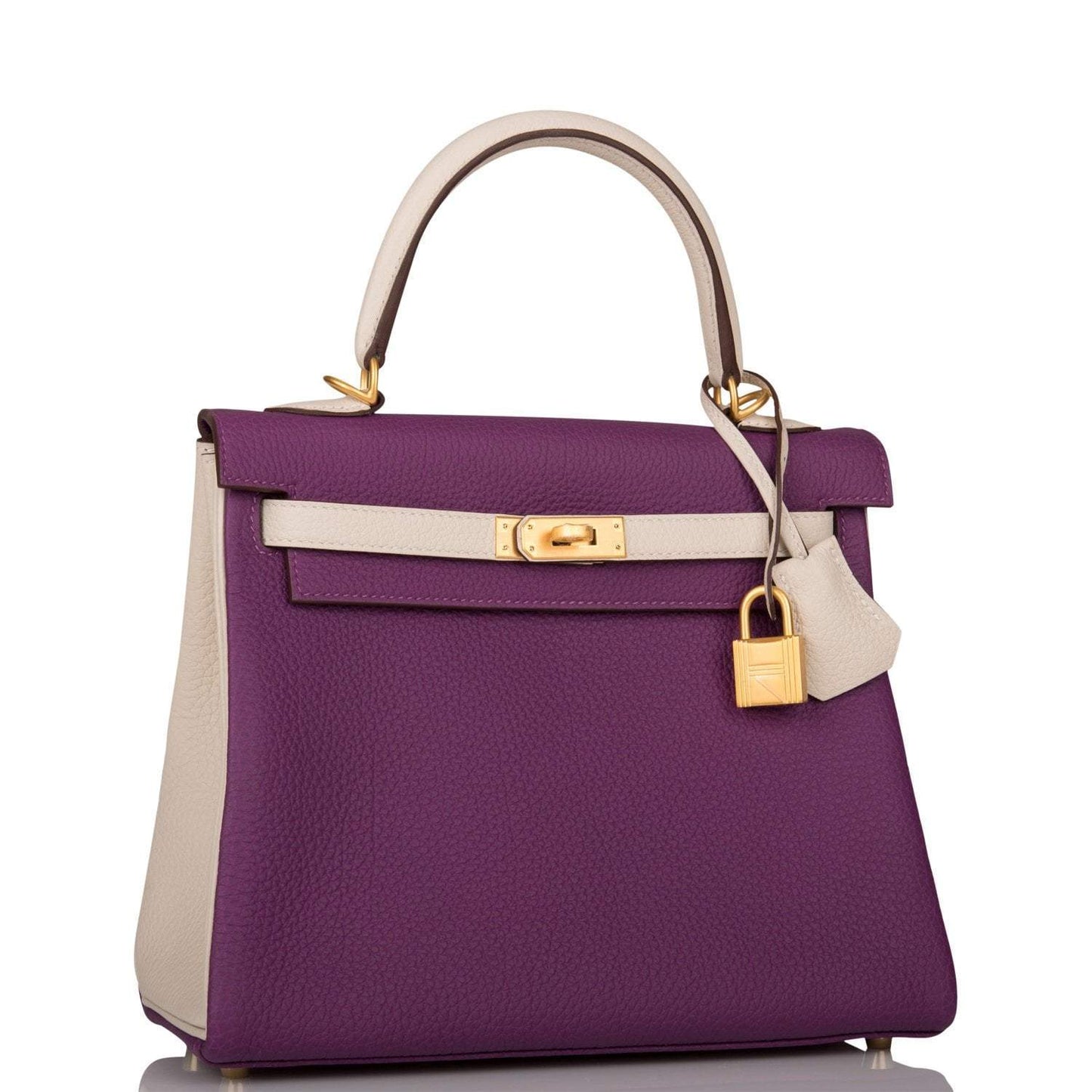 Hermes Kelly 25 Bi-Color Rose Azalee Craie