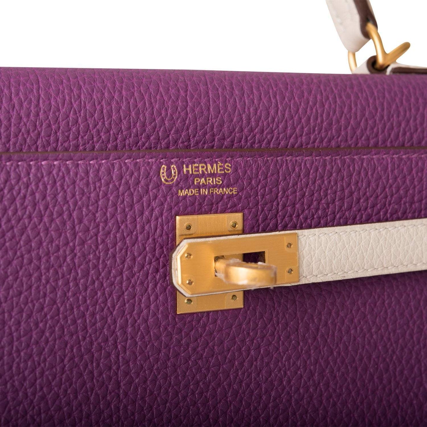 Hermes Kelly 25 Bi-Color Rose Azalee Craie
