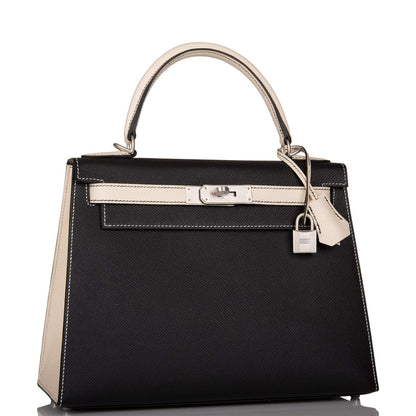 Hermes Kelly 28 Bi-Color Black Craie