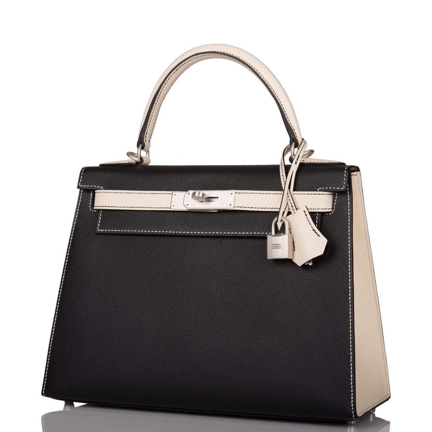 Hermes Kelly 28 Bi-Color Black Craie