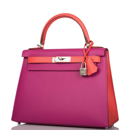 Hermes Kelly 28 Bi-Color Rose Pourpre Rose Jaipur