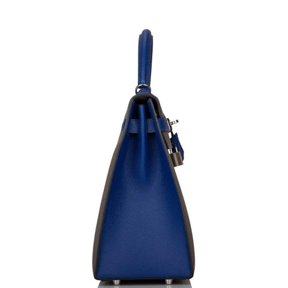 Hermes Kelly 32 Bi-Color Etain Bleu Electric