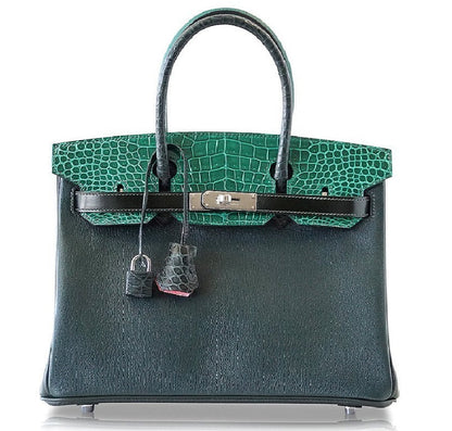 Hermes Birkin 30 Patchwork Vert Multi-Material Palladium Hardware Limited Edition