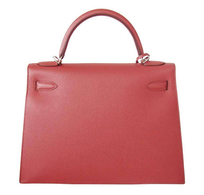 Hermes Kelly 32 Sellier Flag Flamingo Coral Epsom Leather Palladium Hardware