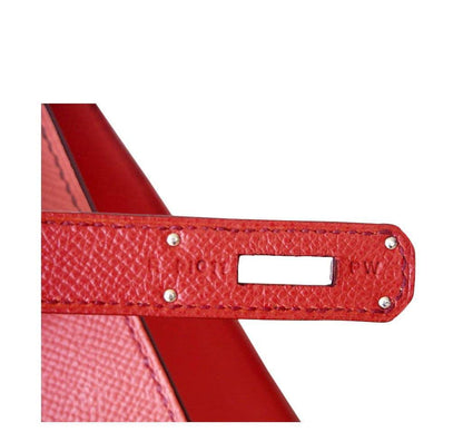 Hermes Kelly 32 Sellier Flag Flamingo Coral Epsom Leather Palladium Hardware