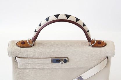 Hermes Kelly 32 Au Gallop Craie Togo Barenia Sombrero Leather Palladium Hardware