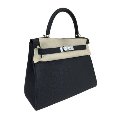 Hermes Kelly 28 Black Togo Leather Palladium Hardware